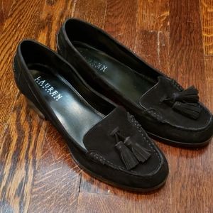 Lauren Ralph Lauren Black Suede Tassel Loafers